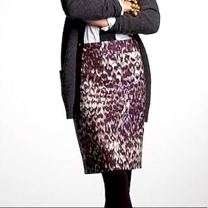 NWT J.Crew Silk Wool Watercolor Pencil Skirt Purple Size 4